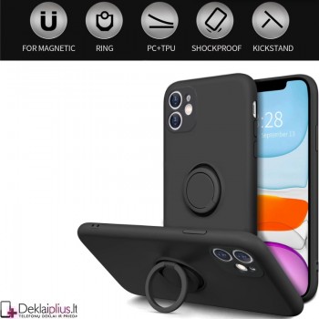 Silikoninis dėklas su žiedu ir kameros apsauga - juodas (Apple Iphone 11) Silikoninis dėklas su žiedu ir kameros apsauga - juodas (Apple Iphone 11)